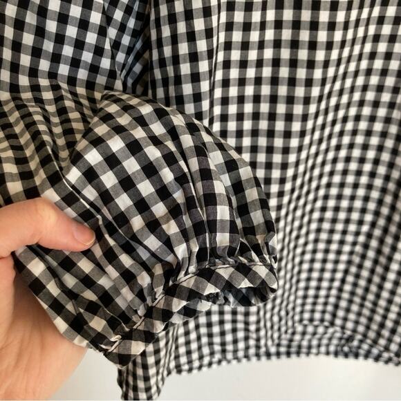 Madewell Womens Small Black & White Gingham Rainbow Embroidered Boho Peasant Top - Picture 5 of 9